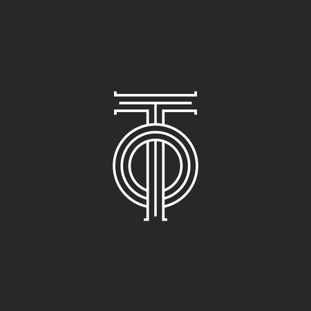 Initials letters TO logo monogram, overlapping two letters T and O parallel lines linear design, simple mark OT emblemのイラスト素材