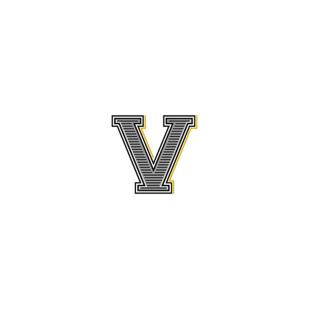 Old bold letter V   with serifs or roman number five on white backgroundのイラスト素材