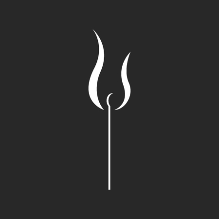 Burning match illustration in minimalist style, black and white print for t-shirt or fire hipster safety posterのイラスト素材