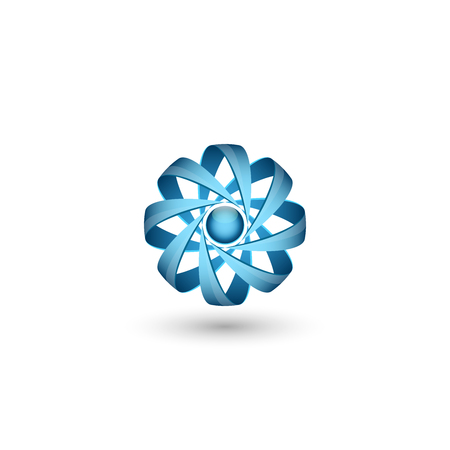 Physical atomic particle 3D abstract concept, volume molecule icon for nuclear energyのイラスト素材
