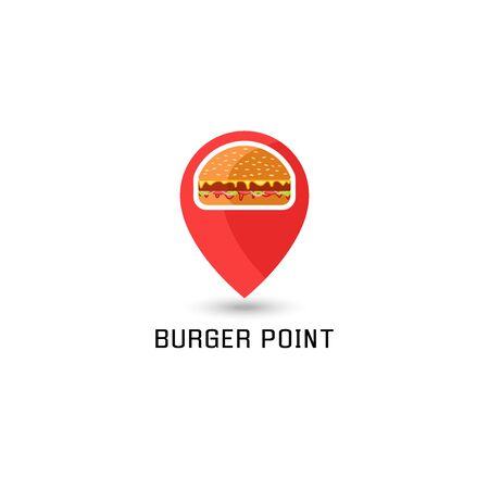 Hamburger   pointer pin location sandwich fast food point. American burger tasty with traditional ingredientsのイラスト素材