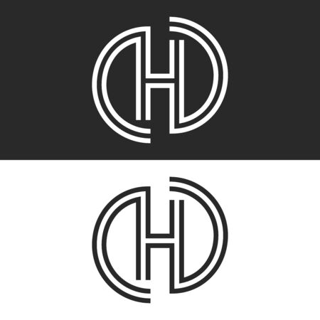 Letter H monogram logo, creative smooth parallel lines design element, stylish circle shape emblemのイラスト素材