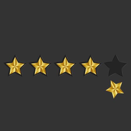 Feedback 5 golden stars loss of reputation online customer, product review rating concept 3d styleのイラスト素材