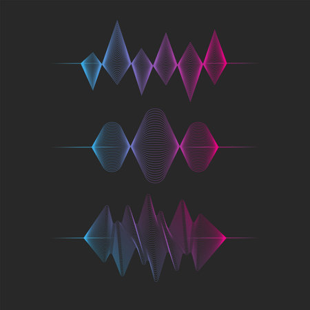 Set sound wave gradient graph sound frequency voice assistant technology