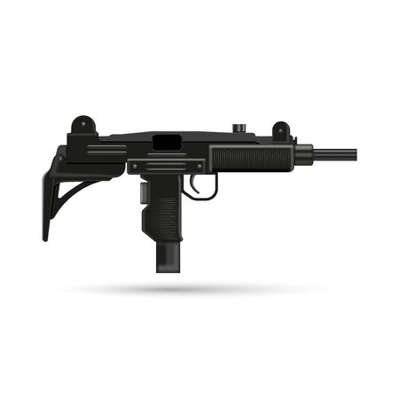Realistic weapons uzi automatic gun 3d vector military isolated object on the white backgroundのイラスト素材