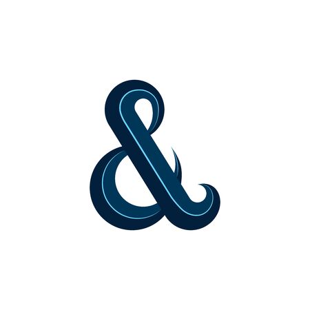 Ampersand   calligraphic symbol in blue, design element for wedding cardsのイラスト素材