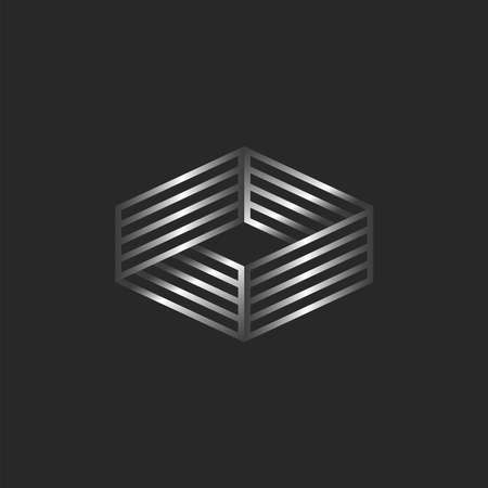 Infinity logo 3d isometric shape, boxing ring logotype, linear form illusion.のイラスト素材