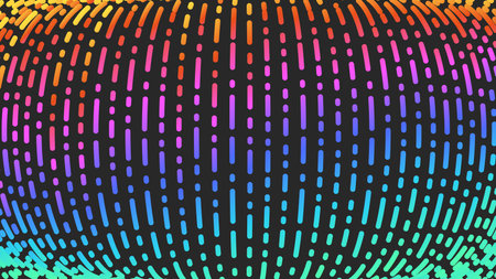 Linear pattern trending background, ordered arc transformed broken lines bright gradient.のイラスト素材