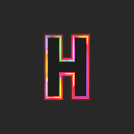 Letter H   monogram neon glow neon stroke, creative typography design print.のイラスト素材