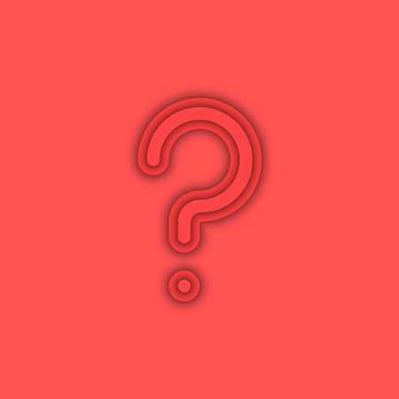 Red large question mark two 3d symbol, paper cut art style, business poster with soft red backgroundのイラスト素材