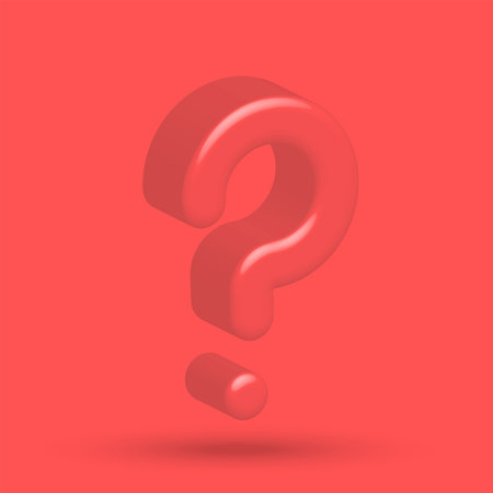 Large question mark red 3d isometric shape, info poster mockup, faq symbol vector illustrationのイラスト素材