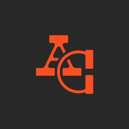 Initials AC or CA letters logo pop art, two intersection serif letters A and C orange color, trendy typography print.のイラスト素材