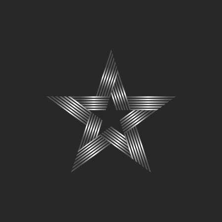 Silver striped star  creative design many linear segments, parallel lines metallic gradient award sign.のイラスト素材