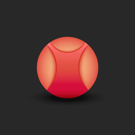 Red one-piece swimsuit with shadows 3d round shape icon on a dark background.のイラスト素材