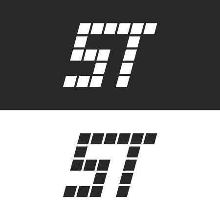 Initials letters ST or TS monogram logo from blocks geometric shape, combination two letters T and S typography dots italic font.のイラスト素材