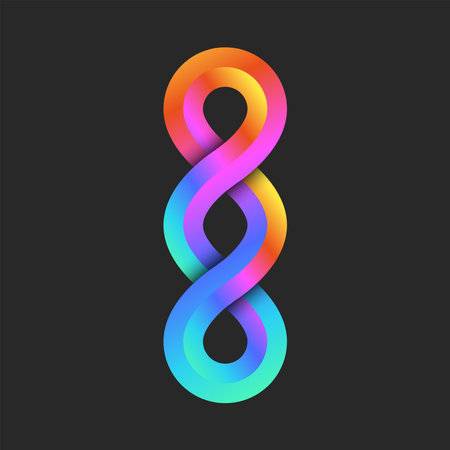 Infinity form   3d three loops geometric vertical chain shape, vivid gradient infinite technology symbol.のイラスト素材