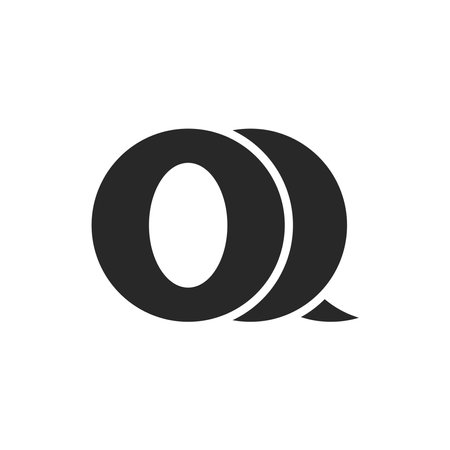 Combination of letters OQ or QO initials monogram logo modern black and white emblem flat design, intersection two letters O and Q in the negative space style.のイラスト素材