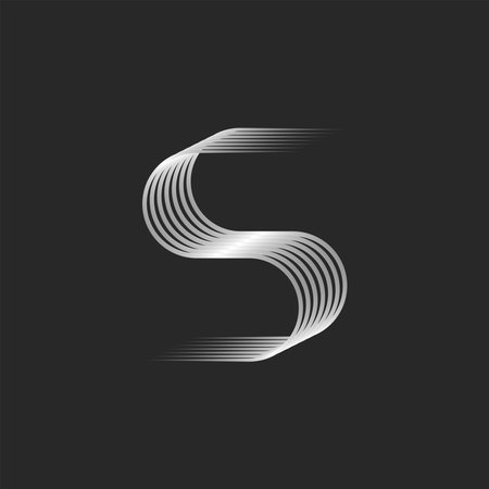 Letter S logo monogram 3d rounded isometric shape, identity mark from parallel thin lines.のイラスト素材