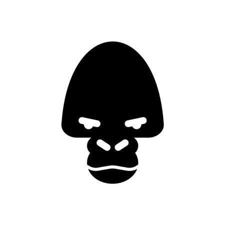 Gorilla head logo in black white negative space style, monkey face front view illustration minimal concept logotype.のイラスト素材