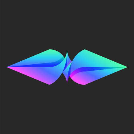 The spearhead logo artwork is made of a bright gradient, the art object is a sharp peaked shape twisted into a spiral in the middle.のイラスト素材