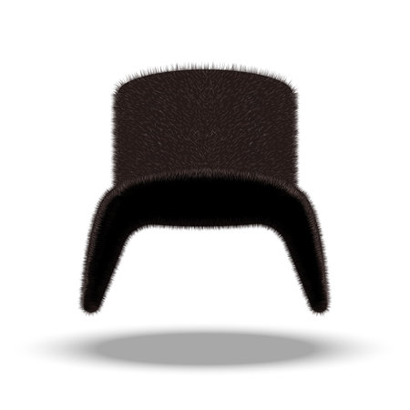 A trapper hat or ushanka fur hat isolated on white background front view, 3d realistic vector clipart mockup fashion accessory object with shadows.のイラスト素材