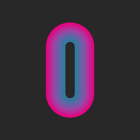 Letter O   initial or number 0 zero monogram vibrant blue and pink gradient, creative oval geometric shape, smooth parallel thin lines logotype design.のイラスト素材