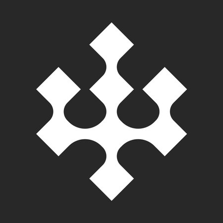 Trident logo creative simple shape of connected rhombuses black white flat design.のイラスト素材