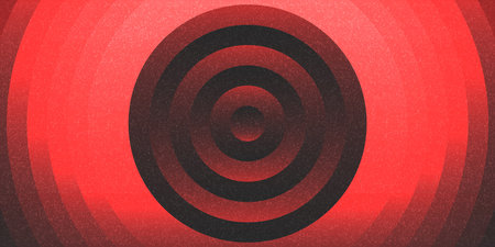 Psychedelic background circular pattern, textured hues red concentric circles with gradient effect...