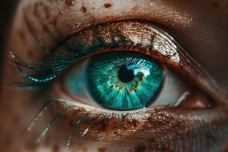 Close-up of a female eye with an iris. Macroの素材