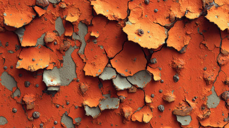 Old orange wall with peeling paint. Background and texture for design.の素材
