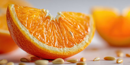 Slices of orange on a white background. Close-up.の素材