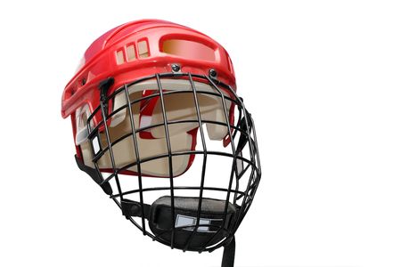 Hockey helmet under the white backgroundの写真素材