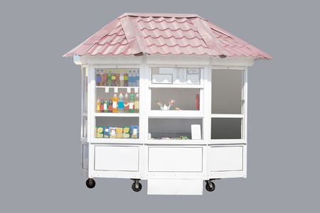 kiosk under the grey backgroundの写真素材