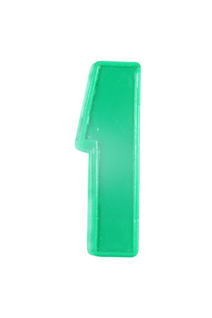 plastic number one under the white background