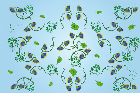 Vector illustration of floral pattern under the blue backgroundのイラスト素材