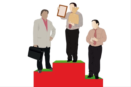 Vector illustration of businessmen stand on a podiumのイラスト素材