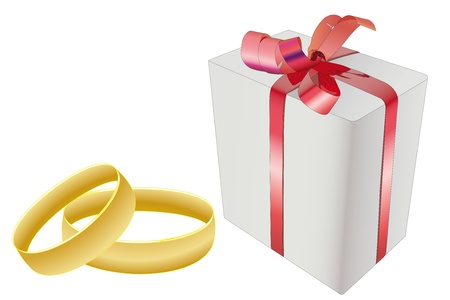 Vector illustration of wedding rings and the present boxのイラスト素材