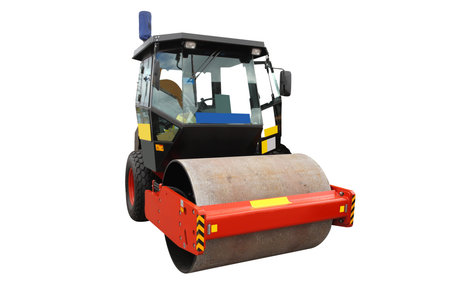 The image of road roller under the white background
