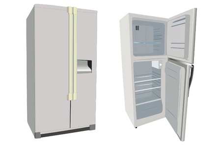The illustrations of refrigerators under the white backgroundの写真素材