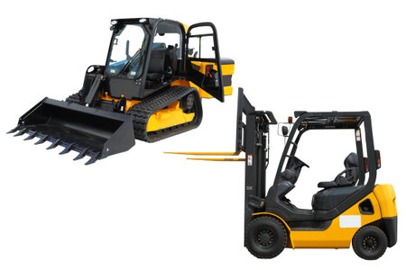 mini-tractor and loader under the white background