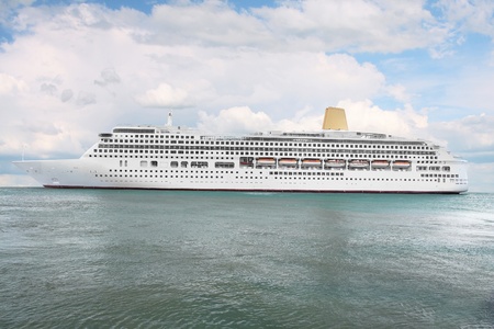 The image of ocean ship under the high seasの写真素材