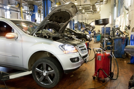 The car in a repair garageのeditorial素材