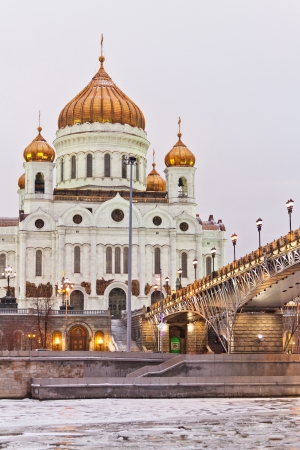 Moscow river covered with iceの写真素材
