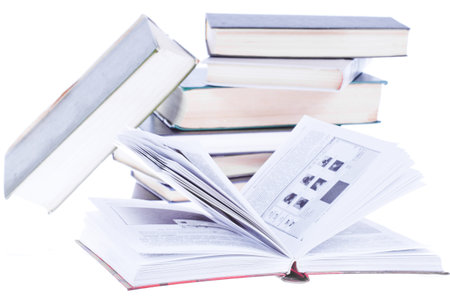Books under the white background