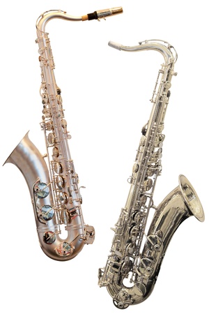 The image of a saxophone isolated under a white backgroundの写真素材