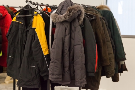 coat rack with the coatsの写真素材