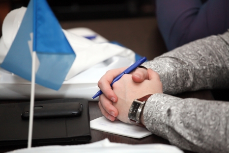 Hand of businessman, works at a conferenceの写真素材