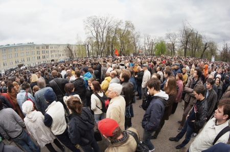 MOSCOW - MAY 6  Participants of the protest manifestation of opposition, Bolotnaya  square in Moscow, Russia on May, 6, 2013のeditorial素材
