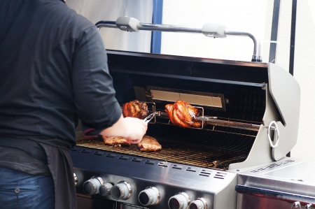 Grilled chicken on the grillの写真素材