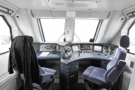 Interior of a trane operator's cabの写真素材